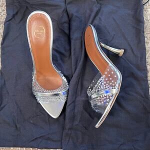 Malone Souliers  Julia 90MM Heel Clear/Silver Sz 35